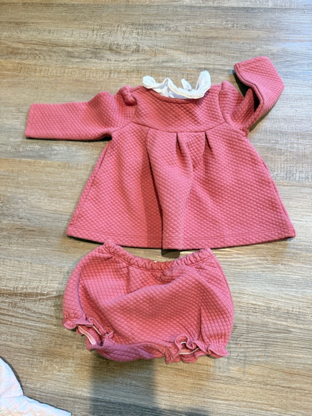 Janie and Jack Quilted Pink Dress with Matching Bloomers